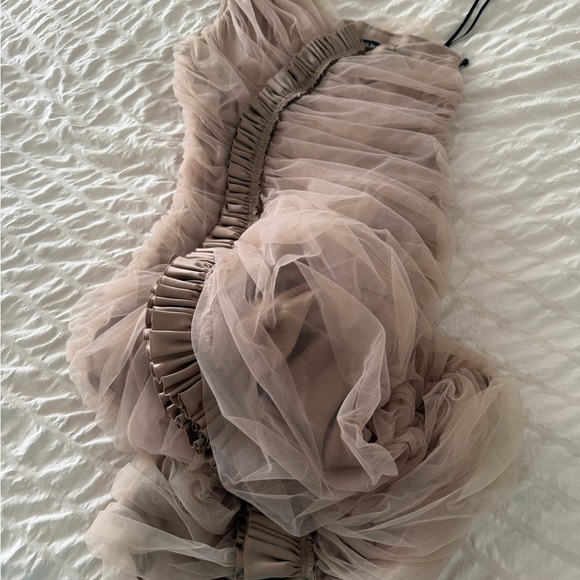 Thomas Wylde One-Shoulder Ruffled Dress in Taupe - Picture 2 of 8